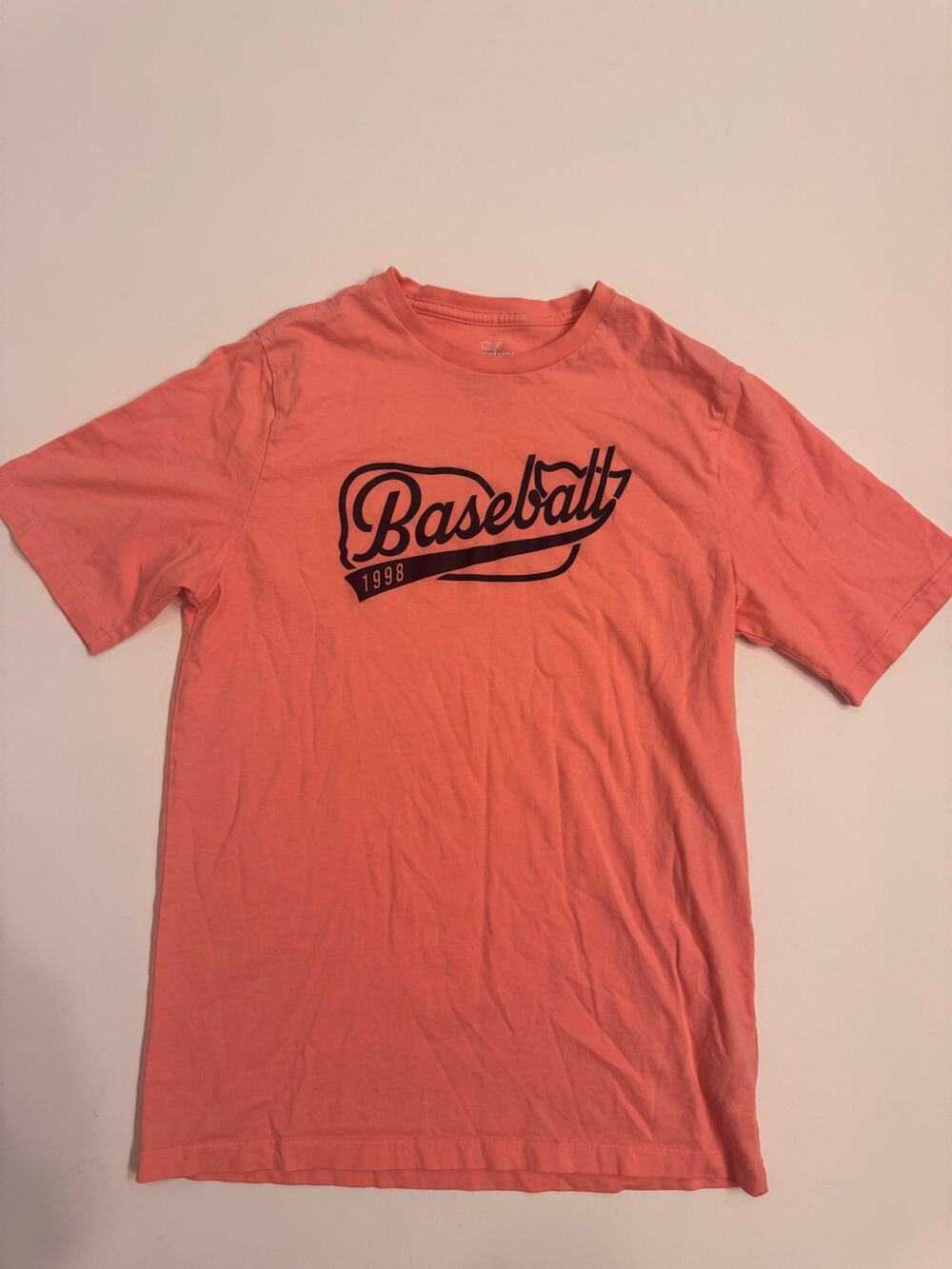 Youth L (16) Vineyard Vines Baseball 98 T-Shirt Short Sleeve Salmon 100% Cotton
